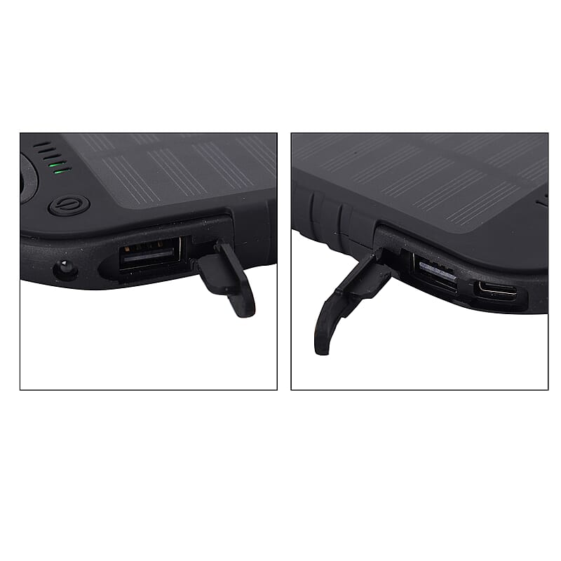 Homesmart Black Carabiner Solar 4000 mAh Battery Charger with USB & Emergency LED Torch
