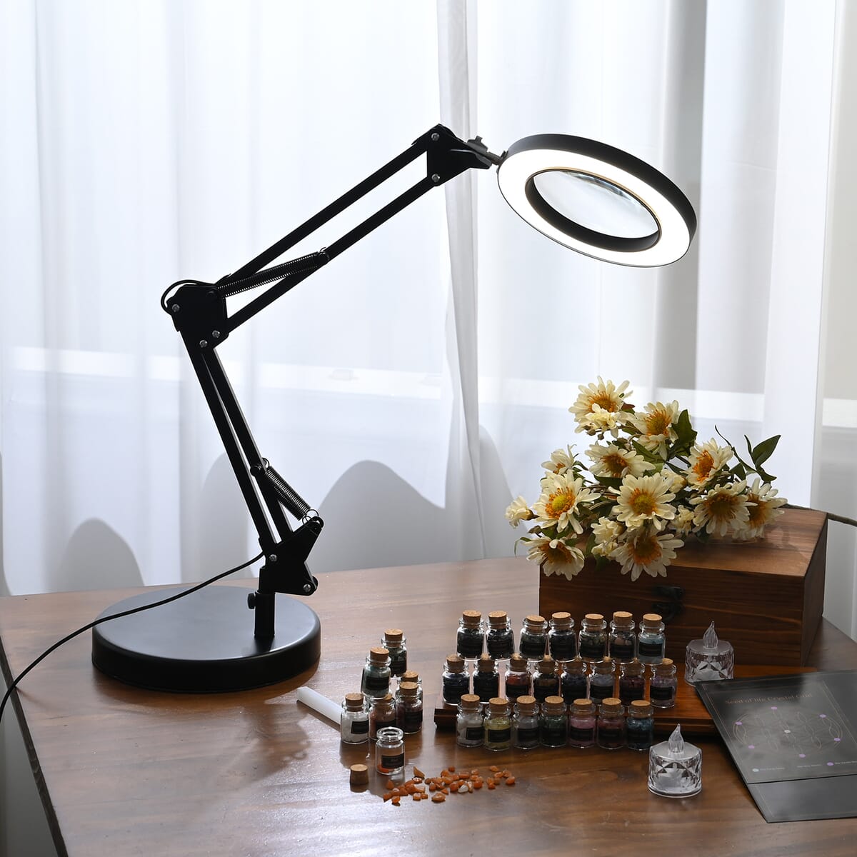 12X Magnifying Glass with 72 LED Light, 5 Color Modes and Stand (Powered by USB Ccable) image number 1