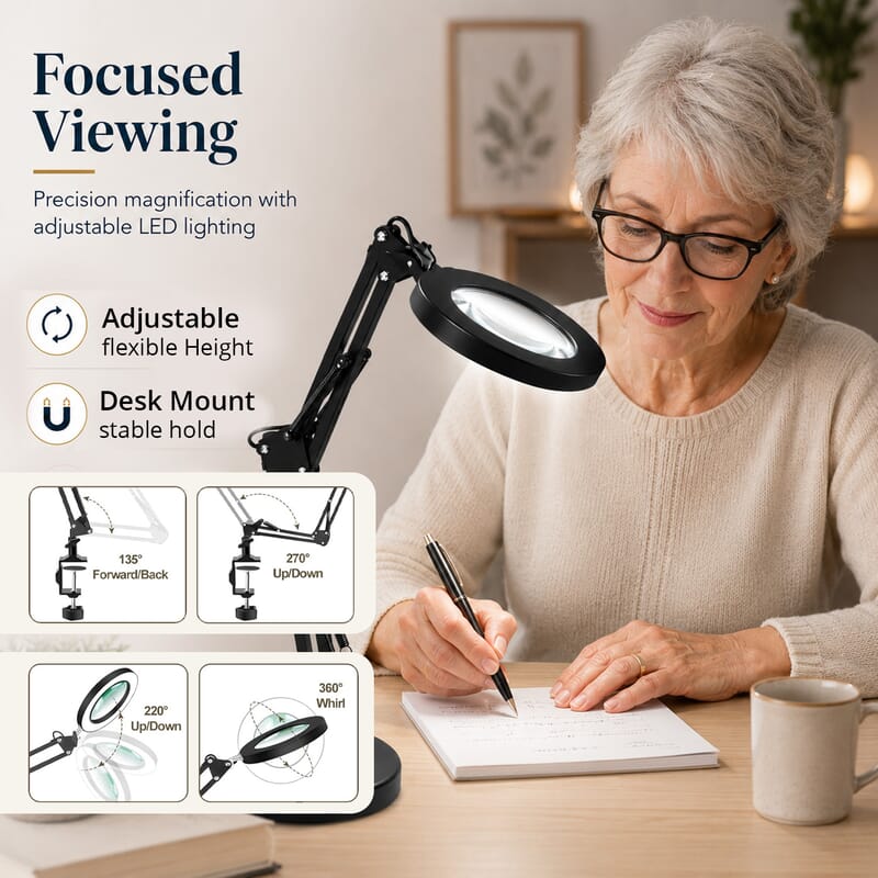 12X Magnifying Glass with 72 LED Light, 5 Color Modes and Stand (Powered by USB Ccable)