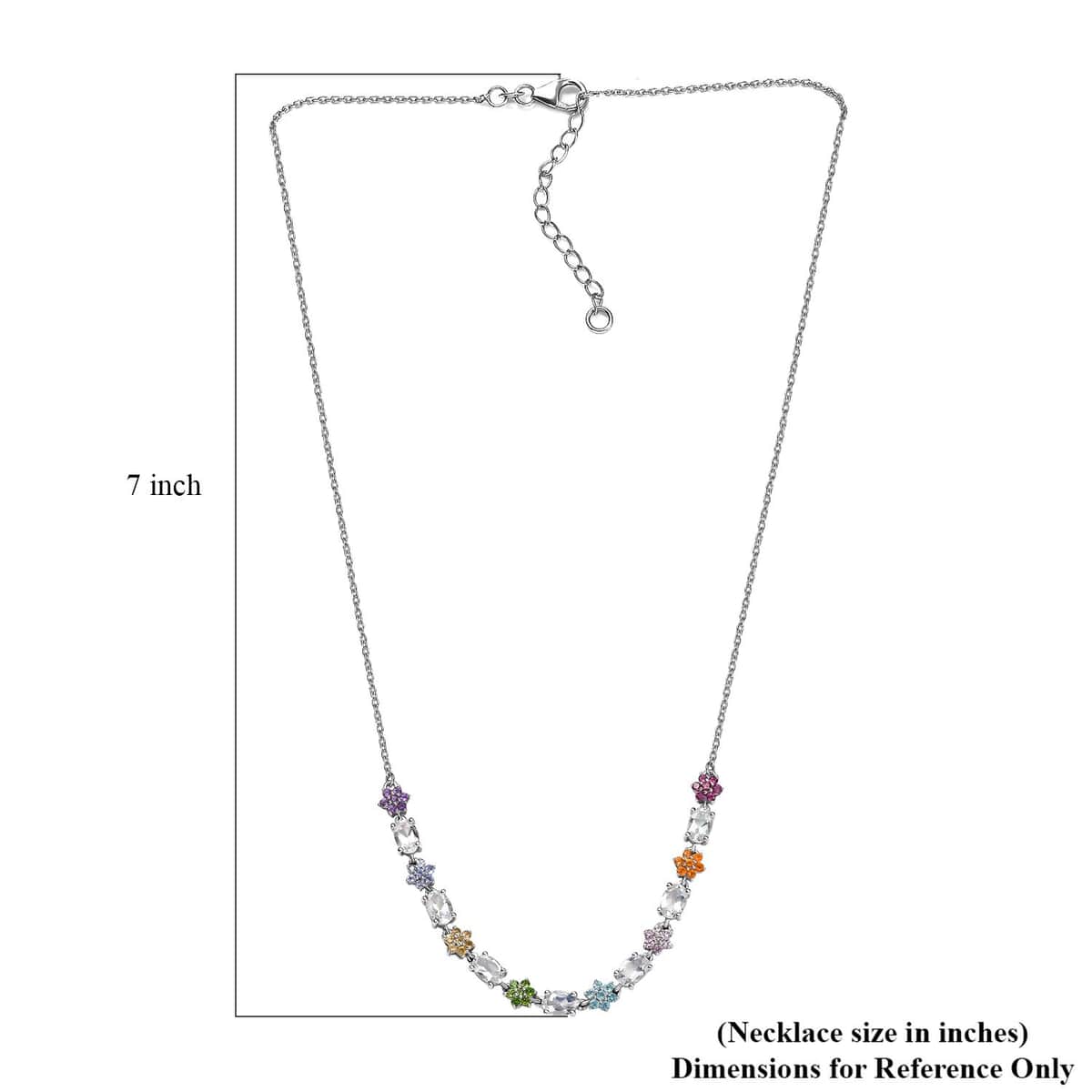 Premium Malagasy Moonstone and Multi Gemstone 4.50 ctw Floral Necklace in 18K Vermeil YG and Rhodium Over Sterling Silver 18-20 Inches image number 5