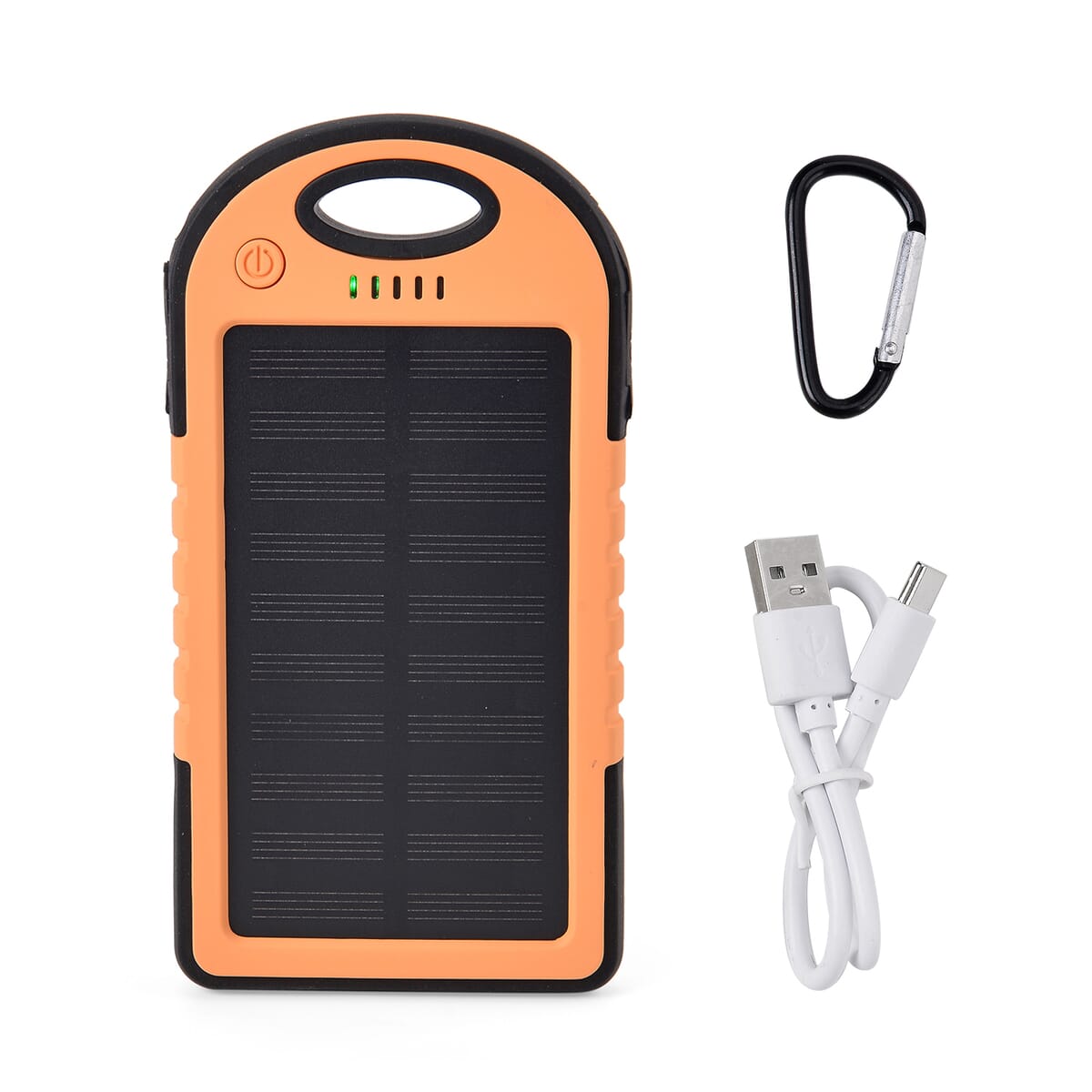 Homesmart Orange Carabiner Solar 4000 mAh Battery Charger with USB & Emergency LED Torch image number 2