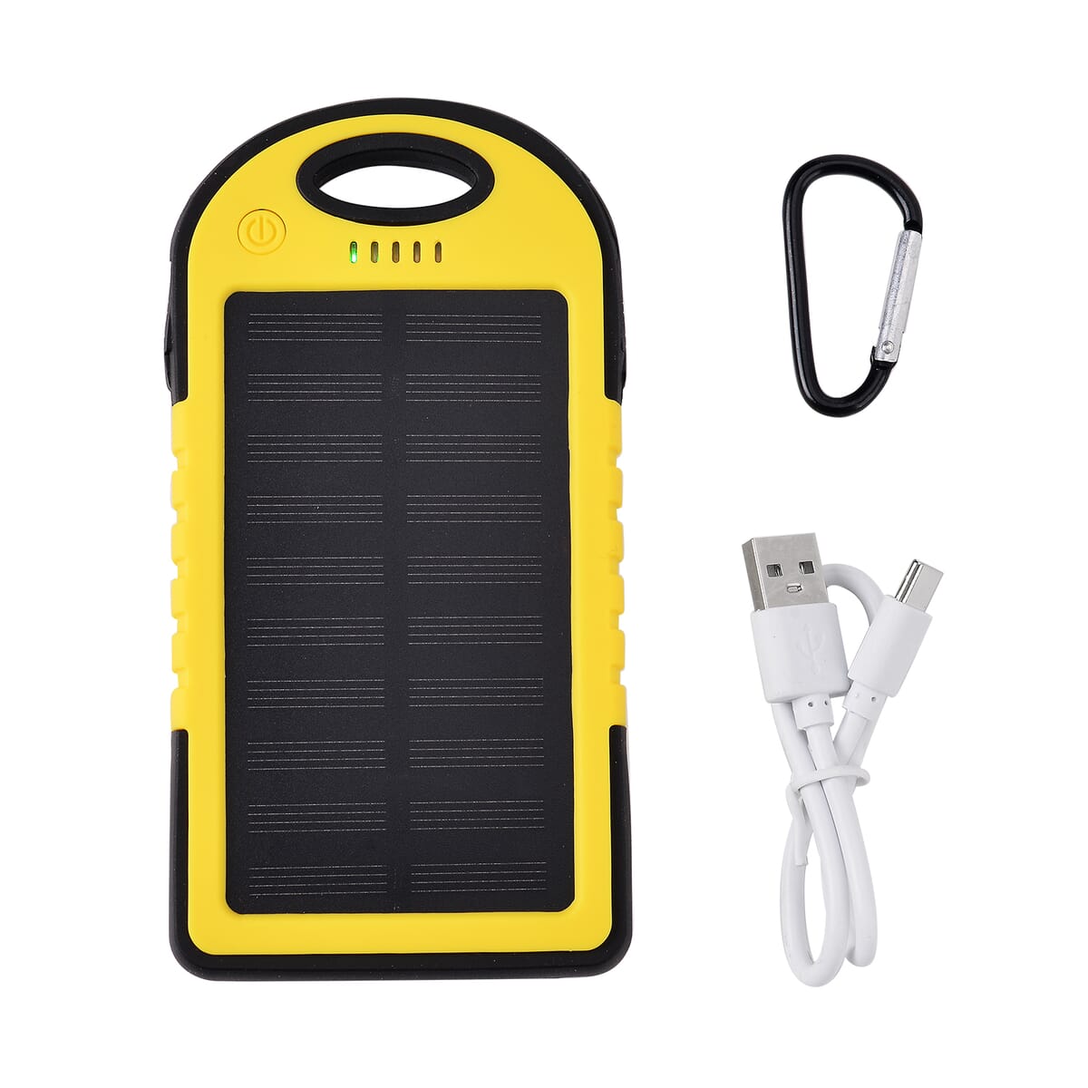 Homesmart Yellow Carabiner Solar 4000 mAh Battery Charger with USB & Emergency LED Torch image number 2