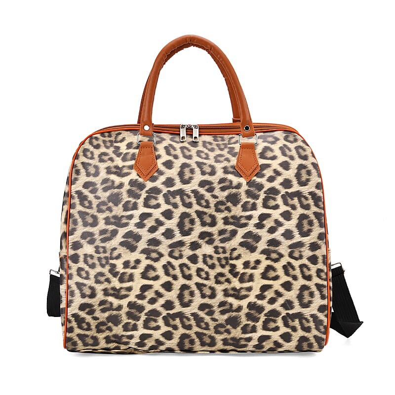 Black, Yellow Leopard Pattern Tote Bag with 40 Shoulder Strap