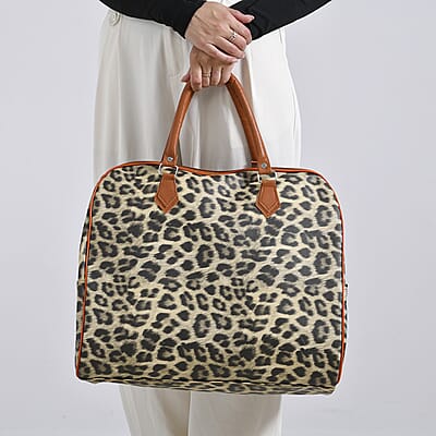 Black, Yellow Leopard Pattern Tote Bag with 40 Shoulder Strap