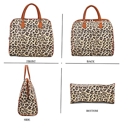 Black, Yellow Leopard Pattern Tote Bag with 40 Shoulder Strap
