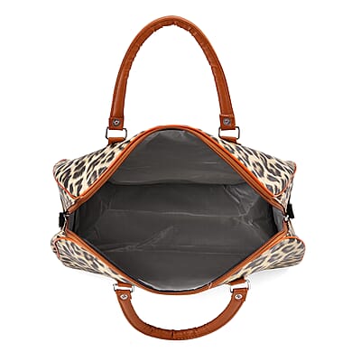 Black, Yellow Leopard Pattern Tote Bag with 40 Shoulder Strap