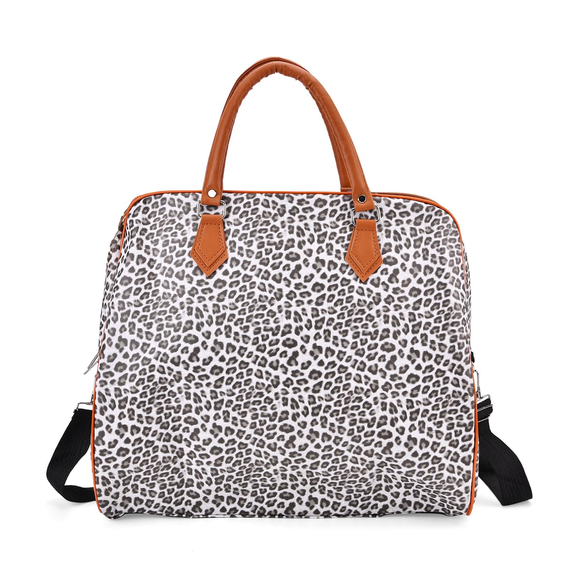 Black, White Leopard Pattern Tote Bag with 40 Shoulder Strap image number 0