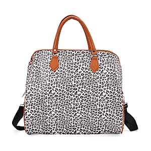Black, White Leopard Pattern Tote Bag with 40 Shoulder Strap