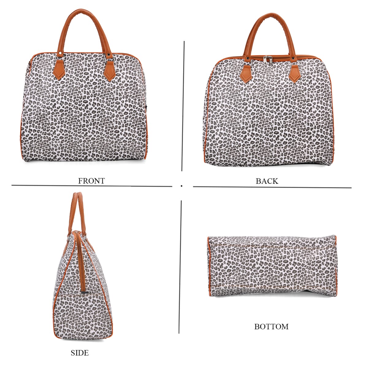 Black, White Leopard Pattern Tote Bag with 40 Shoulder Strap image number 3