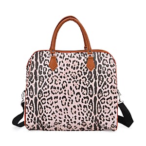 Brown Leopard Pattern Tote Bag with 40 Shoulder Strap