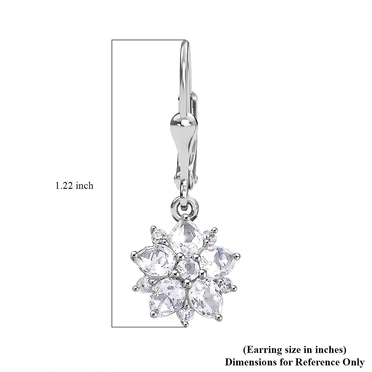 D'Joy Premium Malagasy Moonstone and White Zircon 2.50 ctw Floral Lever Back Earrings in Rhodium Over Sterling Silver