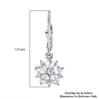 D'Joy Premium Malagasy Moonstone and White Zircon 2.50 ctw Floral Lever Back Earrings in Rhodium Over Sterling Silver