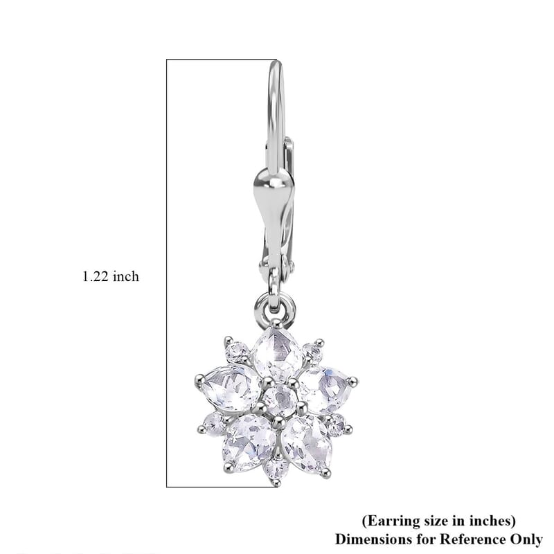 D'Joy Premium Malagasy Moonstone and White Zircon 2.50 ctw Floral Lever Back Earrings in Rhodium Over Sterling Silver