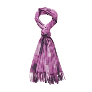 Purple Art Polyester Scarf with Tassel Trim 