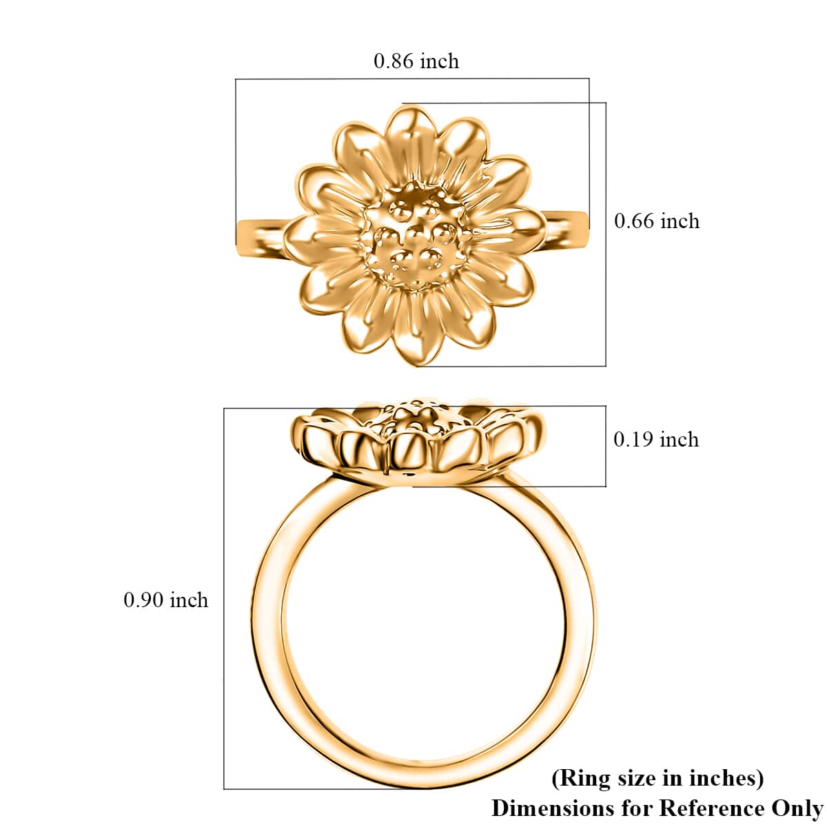 Doorbuster Electroform Sunflower Ring in 22K Yellow Gold (Size 10.0) 2.15 Grams image number 5