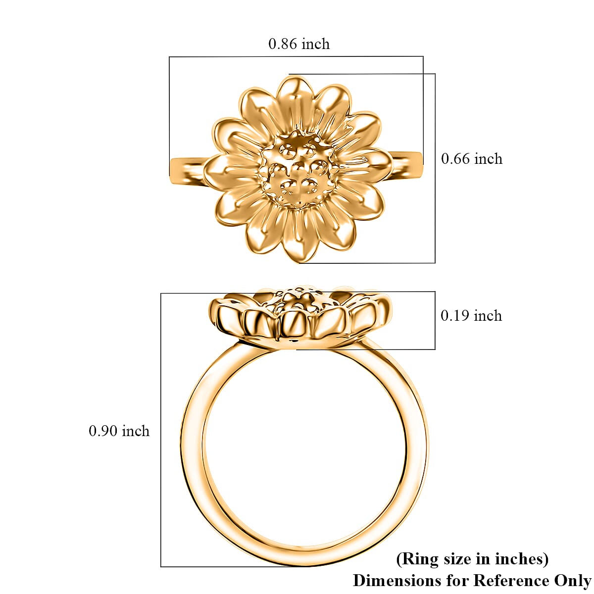 Sunflower Ring in 22K Yellow Gold (Size 7.0) 2.15 Grams image number 5