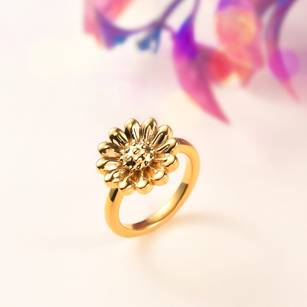 Electroform Sunflower Ring in 22K Yellow Gold (Size 9.0) 2.15 Grams image number 1
