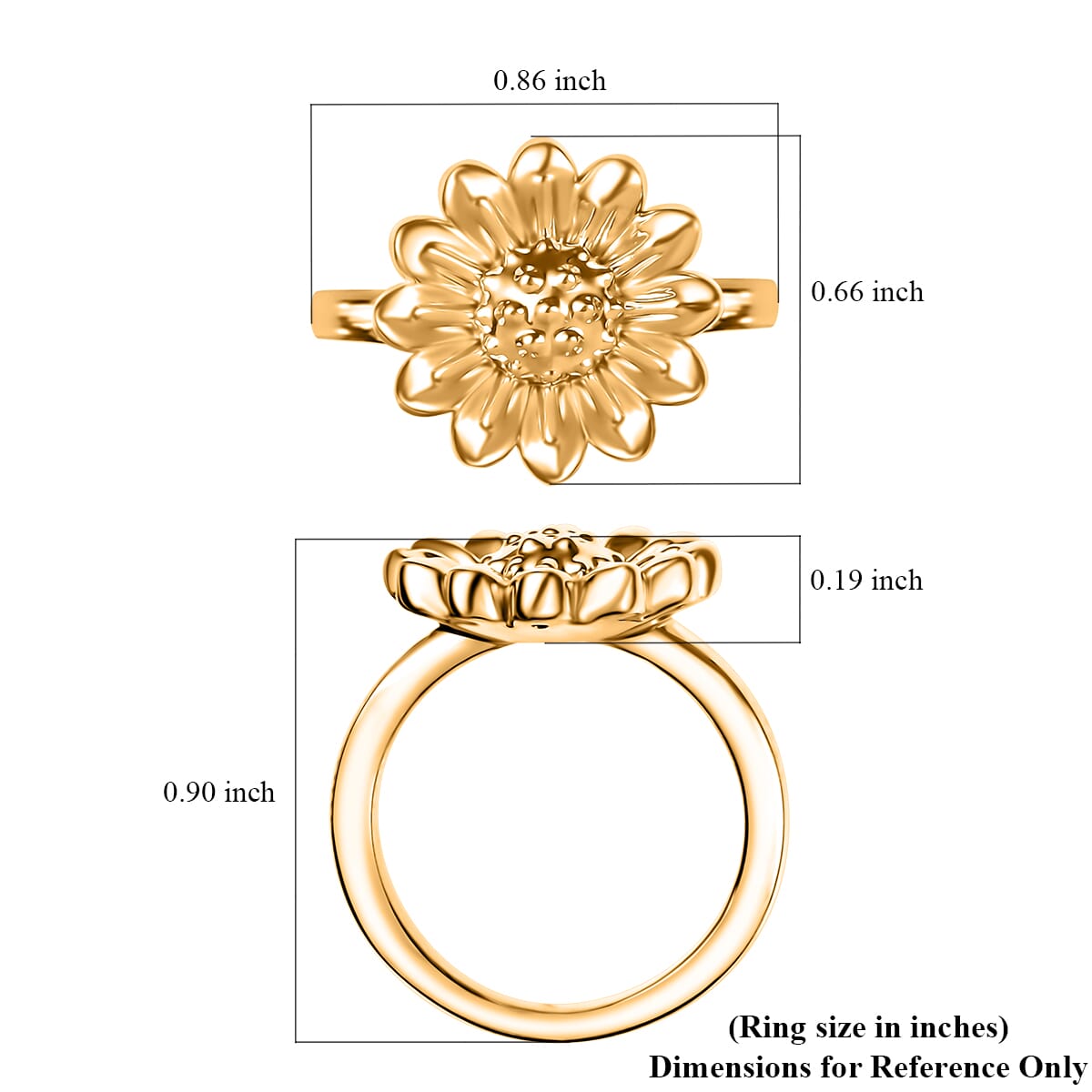 Electroform Sunflower Ring in 22K Yellow Gold (Size 9.0) 2.15 Grams image number 5