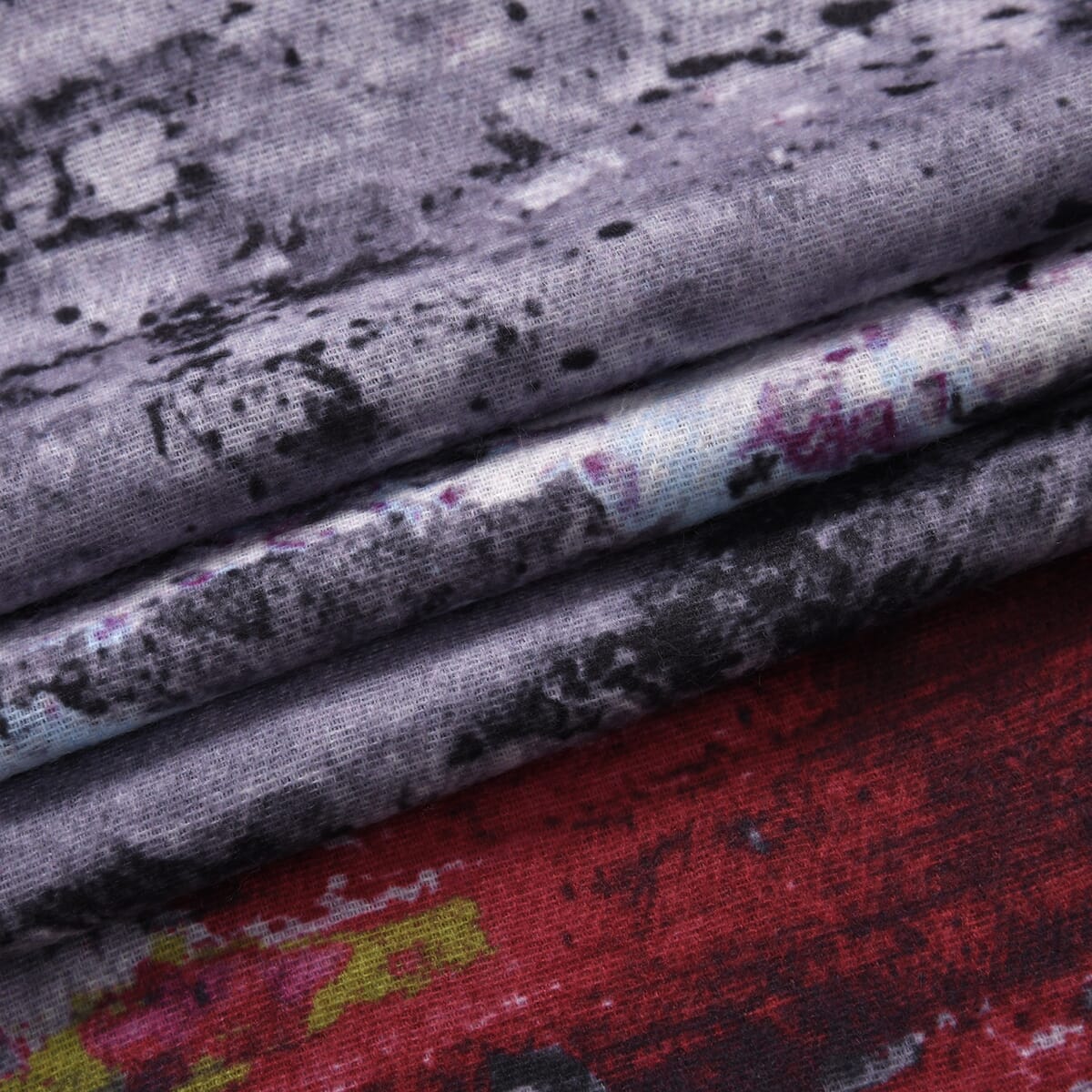 Grey Abstract Polyester Scarf with Tassel Trim image number 4