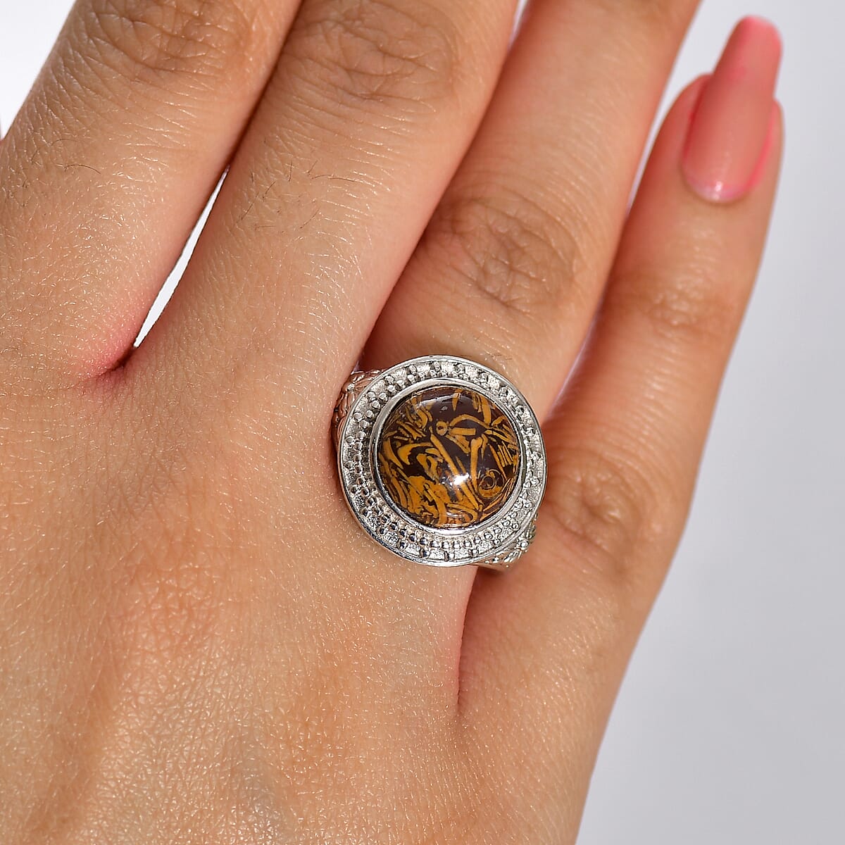 Karis Script Stone 6.15 ctw Ring in 18K YG Plated and Platinum Bond (Size 6.0) image number 2