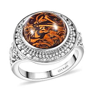 Karis Script Stone 6.15 ctw Ring in 18K YG Plated and Platinum Bond (Size 7.0)
