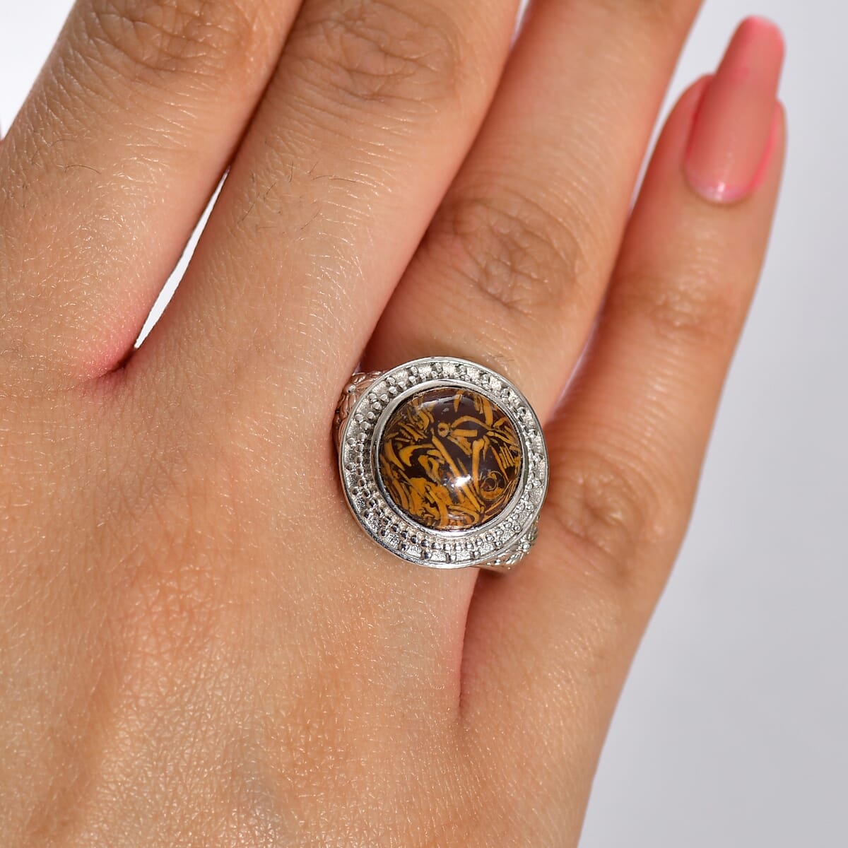 Karis Script Stone 6.15 ctw Ring in 18K YG Plated and Platinum Bond (Size 9.0) image number 2