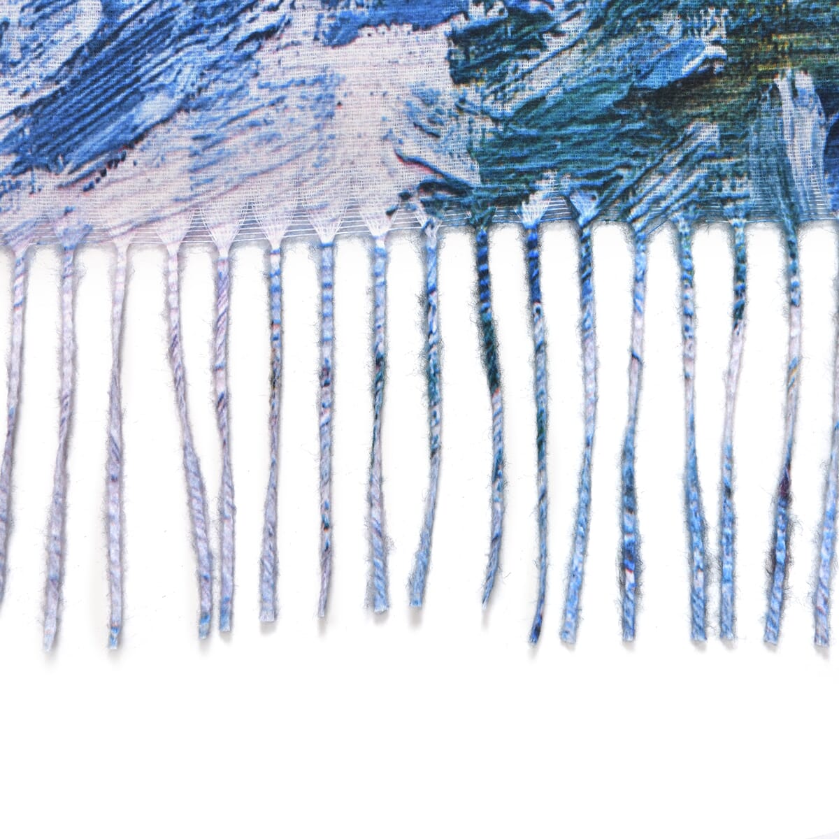 Multi Landscape Polyester Scarf with Tassel Trim image number 2
