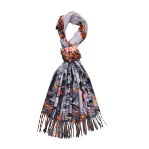 Paris Street Polyester Scarf with Tassel Trim