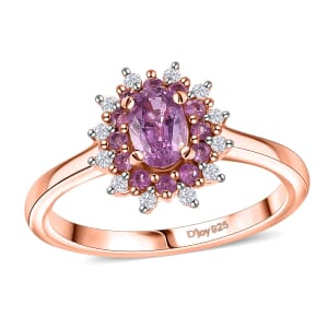 Premium Madagascar Purple Sapphire and Multi Gemstone 0.90 ctw Ring in 18K Vermeil Rose Gold Over Sterling Silver (Size 10.0)