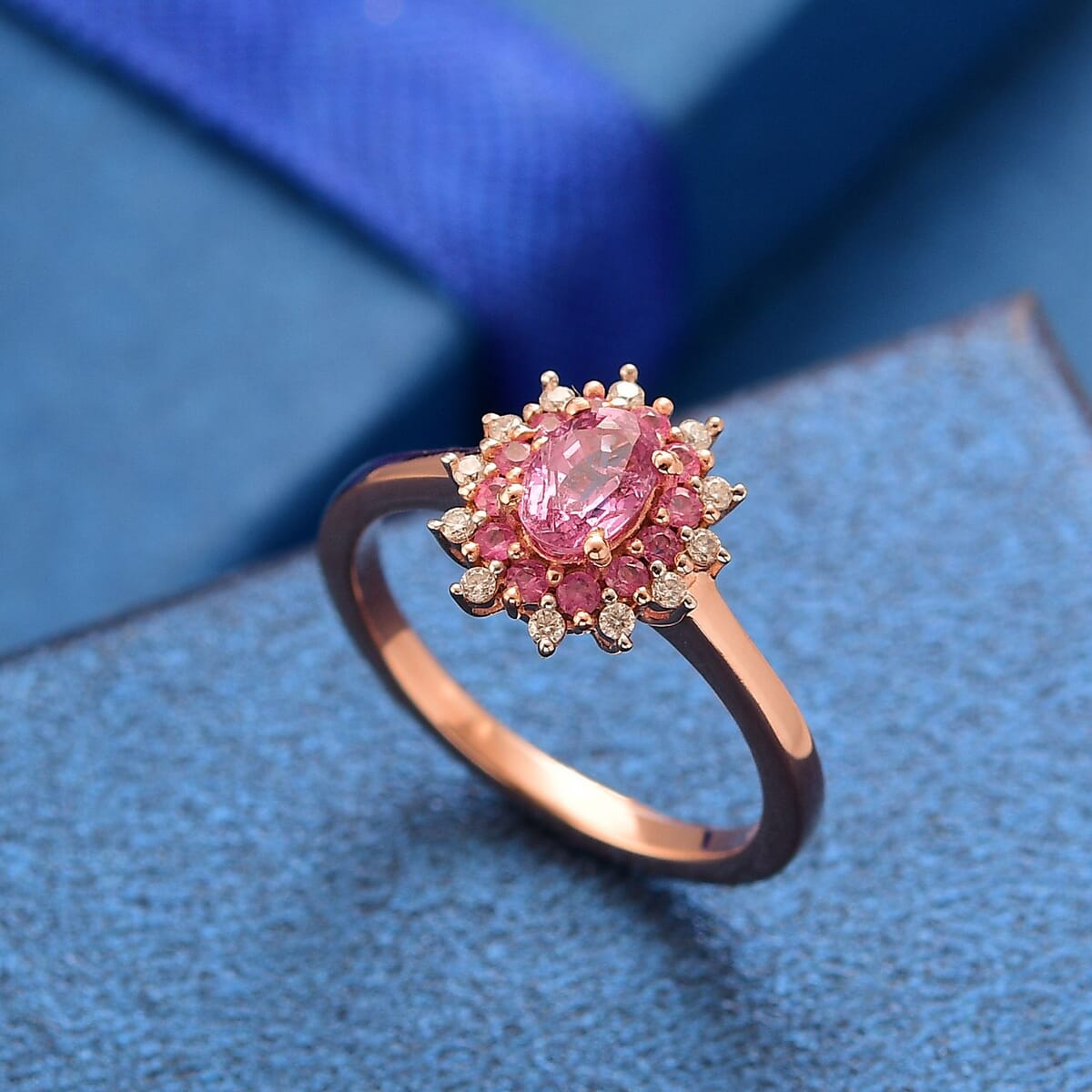 Premium Madagascar Purple Sapphire and Multi Gemstone 0.90 ctw Ring in 18K Vermeil Rose Gold Over Sterling Silver (Size 10.0) image number 1