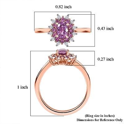 D'Joy Premium Madagascar Purple Sapphire and Multi Gemstone 0.90 ctw Ring in 18K Vermeil Rose Gold Over Sterling Silver (Size 10.0)