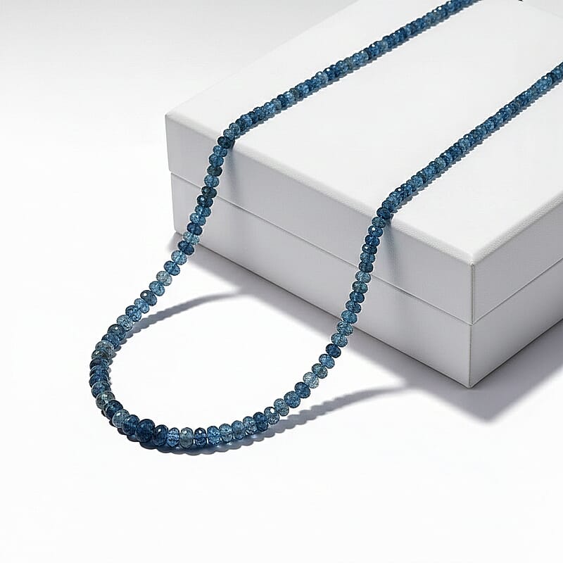 Certified & Appraised Rhapsody AAAA Santa Maria Aquamarine 60.00 ctw Beaded Necklace in 950 Platinum 18-20 Inches