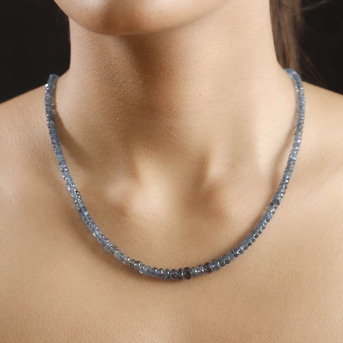 Certified & Appraised Rhapsody AAAA Santa Maria Aquamarine 60.00 ctw Beaded Necklace in 950 Platinum 18-20 Inches image number 2