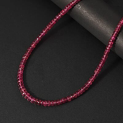 Certified & Appraised Luxoro AAA Akwanga Rubellite 55.00 ctw Beaded Necklace in 14K Yellow Gold 18-20 Inches