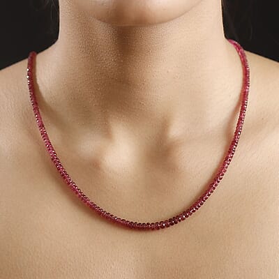 Certified & Appraised Luxoro AAA Akwanga Rubellite 55.00 ctw Beaded Necklace in 14K Yellow Gold 18-20 Inches