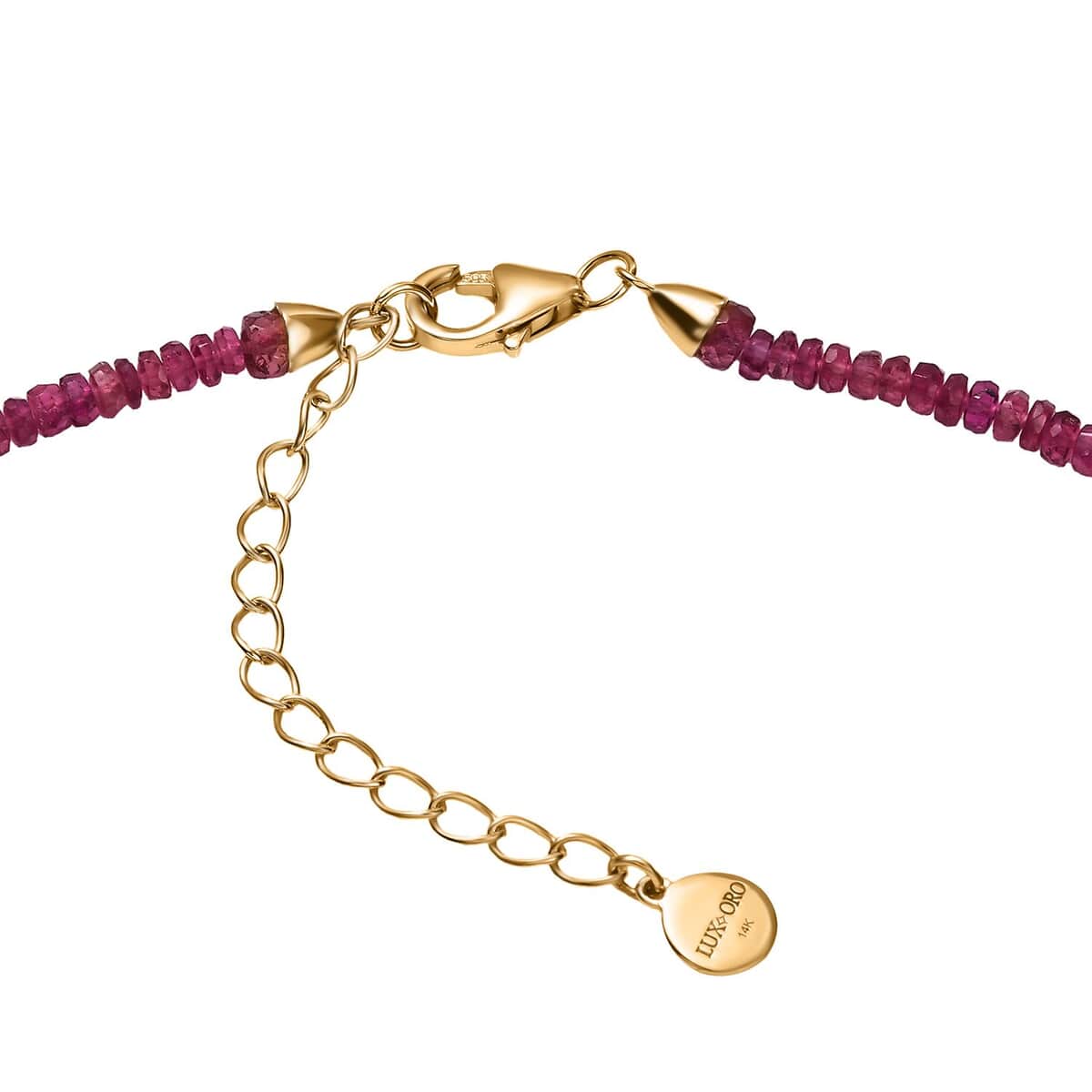 Certified & Appraised Luxoro AAA Akwanga Rubellite 55.00 ctw Beaded Necklace in 14K Yellow Gold 18-20 Inches image number 4