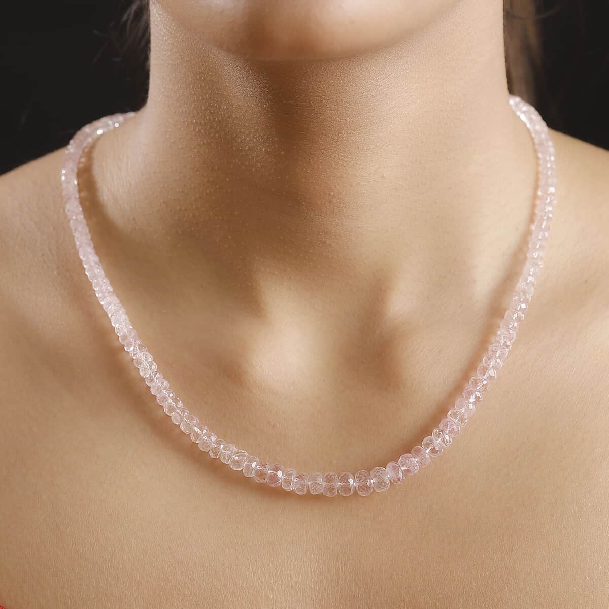 Certified & Appraised Luxoro AAA Marropino Morganite 100.00 ctw Beaded Necklace in 14K Rose Gold 18-20 Inches image number 2