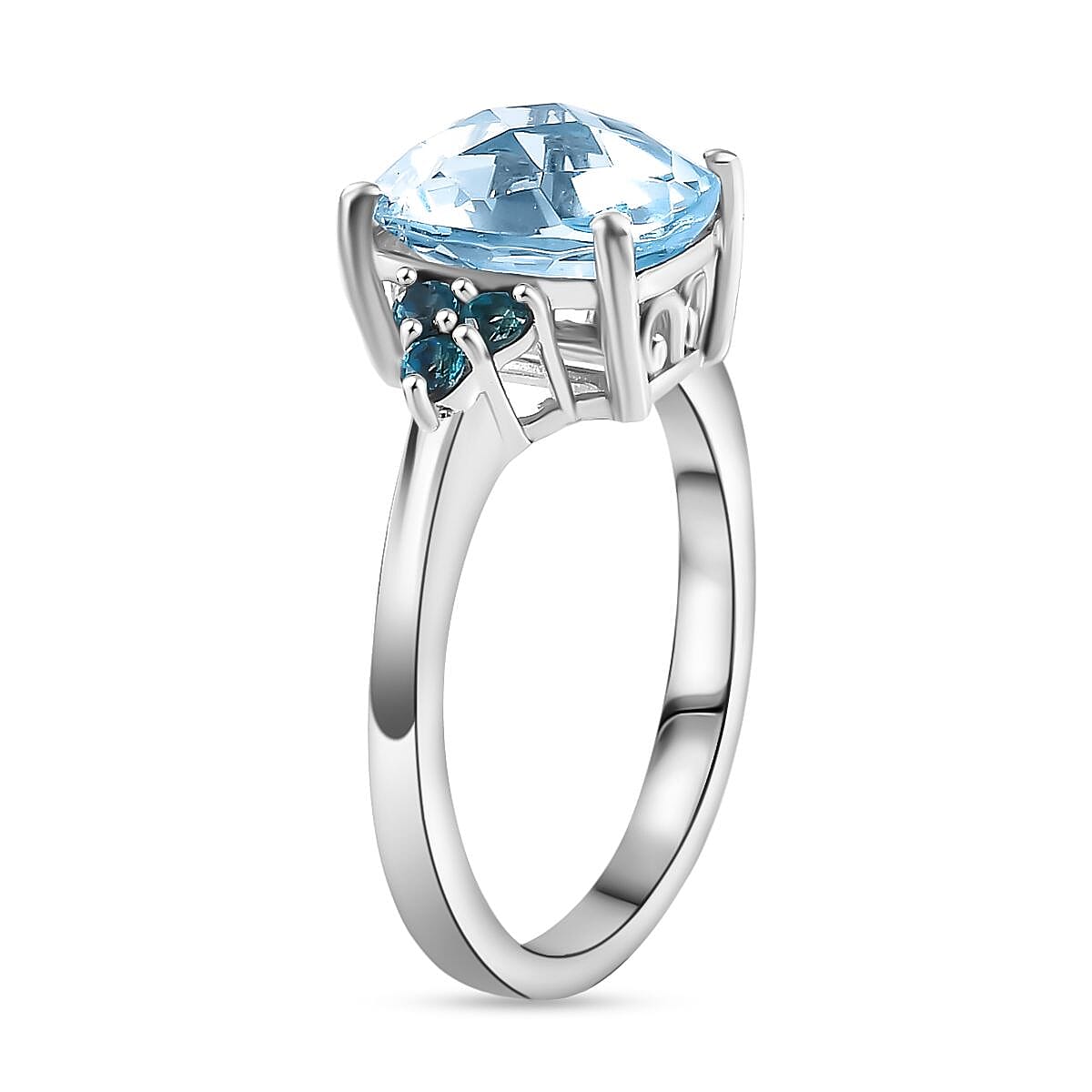 Sky Blue Topaz and Signity Pariaba Topaz 3.90 ctw Ring in Platinum Over Sterling Silver (Size 6.0) image number 3