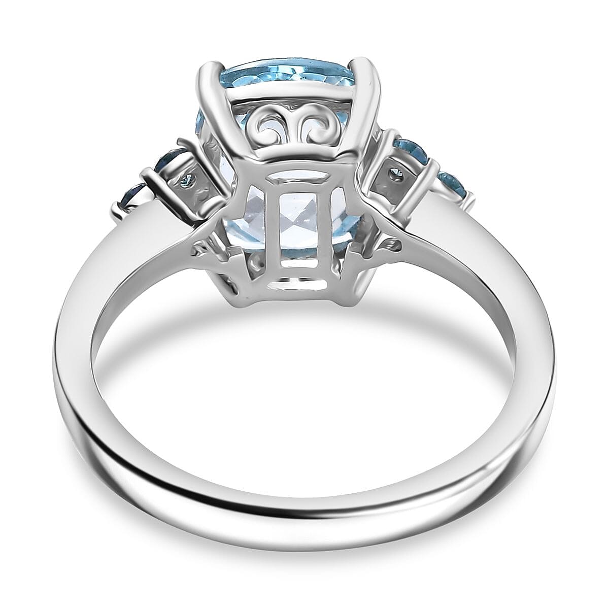 Sky Blue Topaz and Signity Pariaba Topaz 3.90 ctw Ring in Platinum Over Sterling Silver (Size 6.0) image number 4