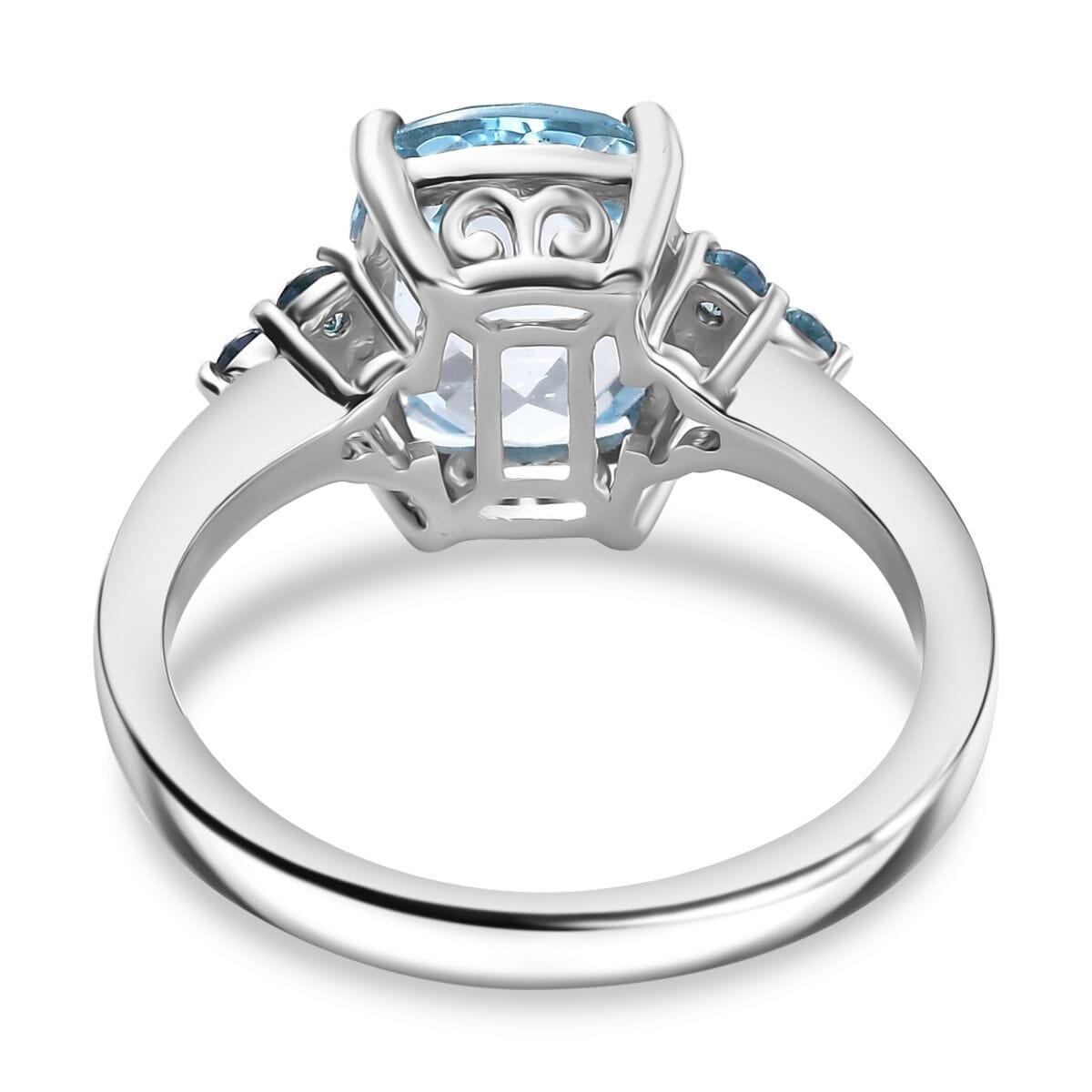 Sky Blue Topaz and Signity Pariaba Topaz 3.90 ctw Ring in Platinum Over Sterling Silver (Size 8.0) image number 4