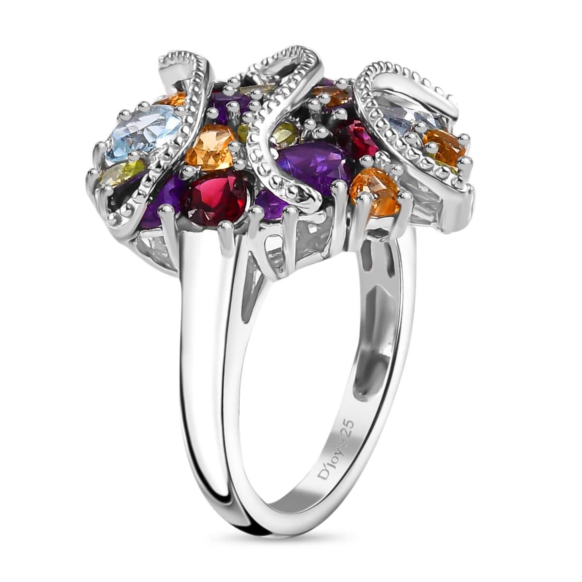 GP Amore Collection Multi Gemstone 5.70 ctw Eternal Love Ring in Rhodium Over Sterling Silver (Size 10.0) image number 3