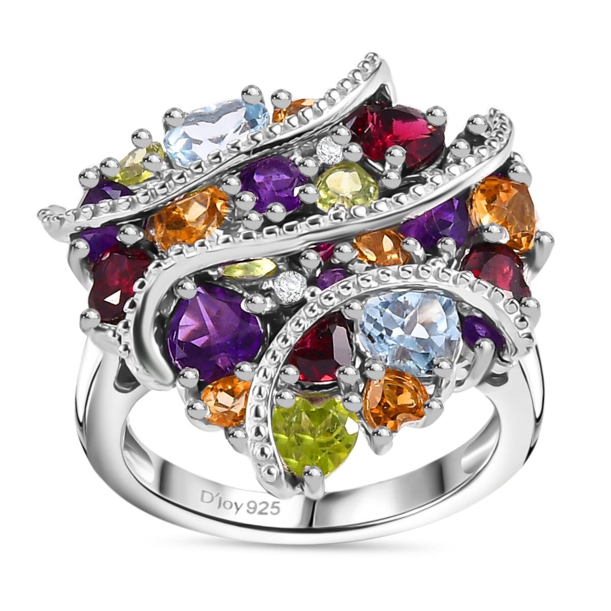 GP Amore Collection Multi Gemstone 5.70 ctw Eternal Love Ring in Rhodium Over Sterling Silver (Size 6.0) image number 0