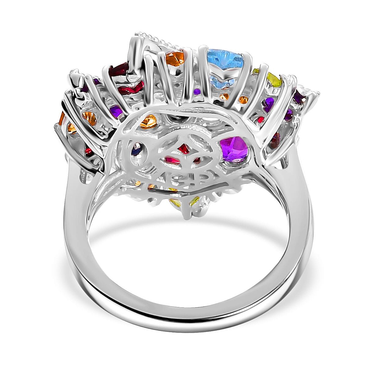 GP Amore Collection Multi Gemstone 5.70 ctw Eternal Love Ring in Rhodium Over Sterling Silver (Size 7.0) image number 4