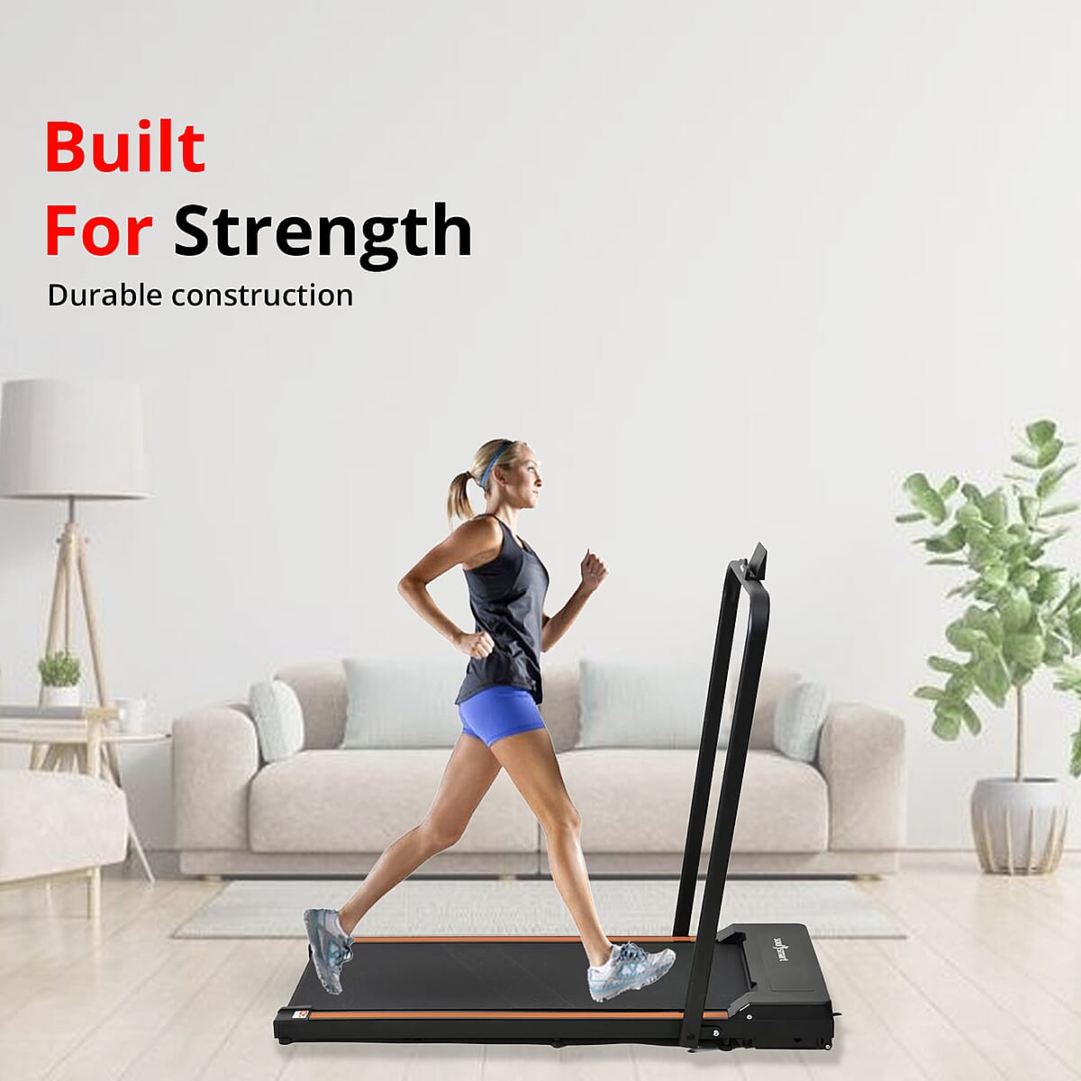 Soulsmart LED Non Slip Treadmill with Handle & Bluetooth Connection - Orange image number 3