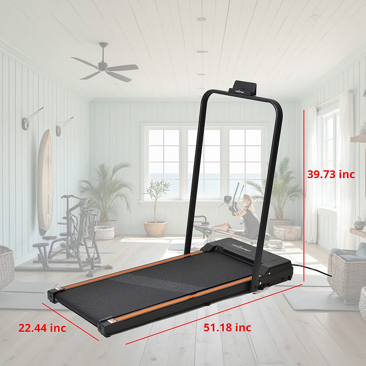 Soulsmart LED Non Slip Treadmill with Handle & Bluetooth Connection - Orange image number 5