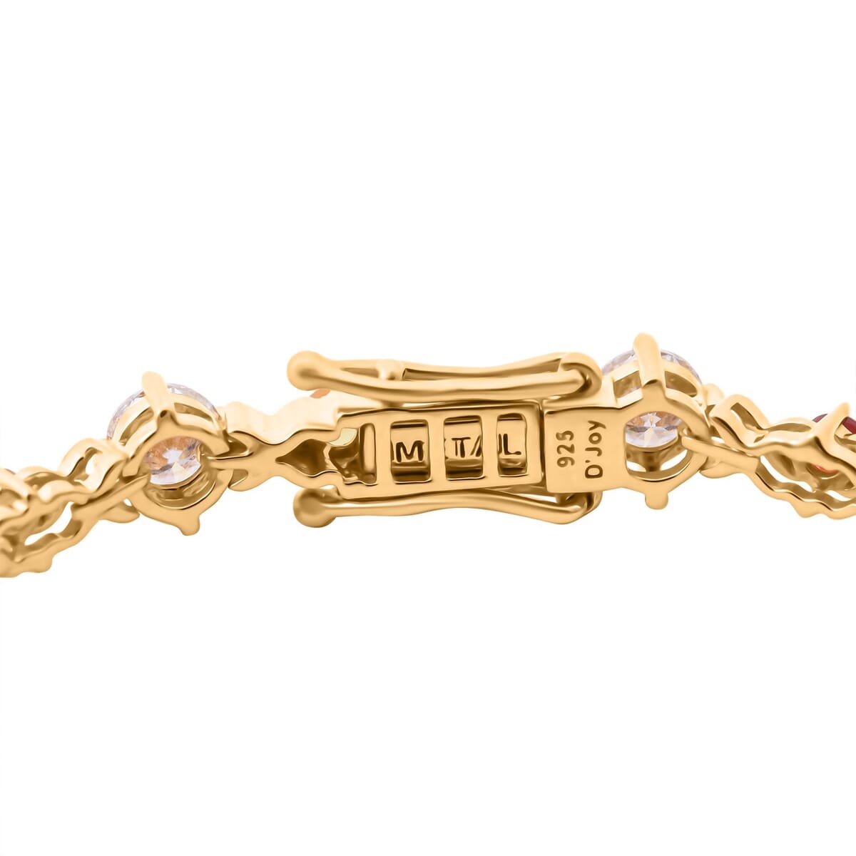 Moissanite and Multi Sapphire 7.40 ctw Art Deco Bracelet in Vermeil Yellow Gold Over Sterling Silver (7.25 In) image number 2