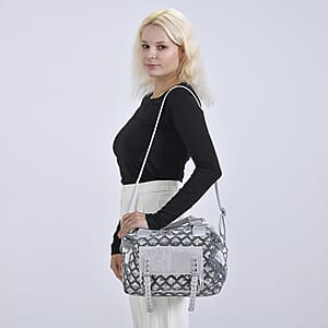 Silver Shiny Faux Leather Crossbody Bag with Detachable Shoulder Strap