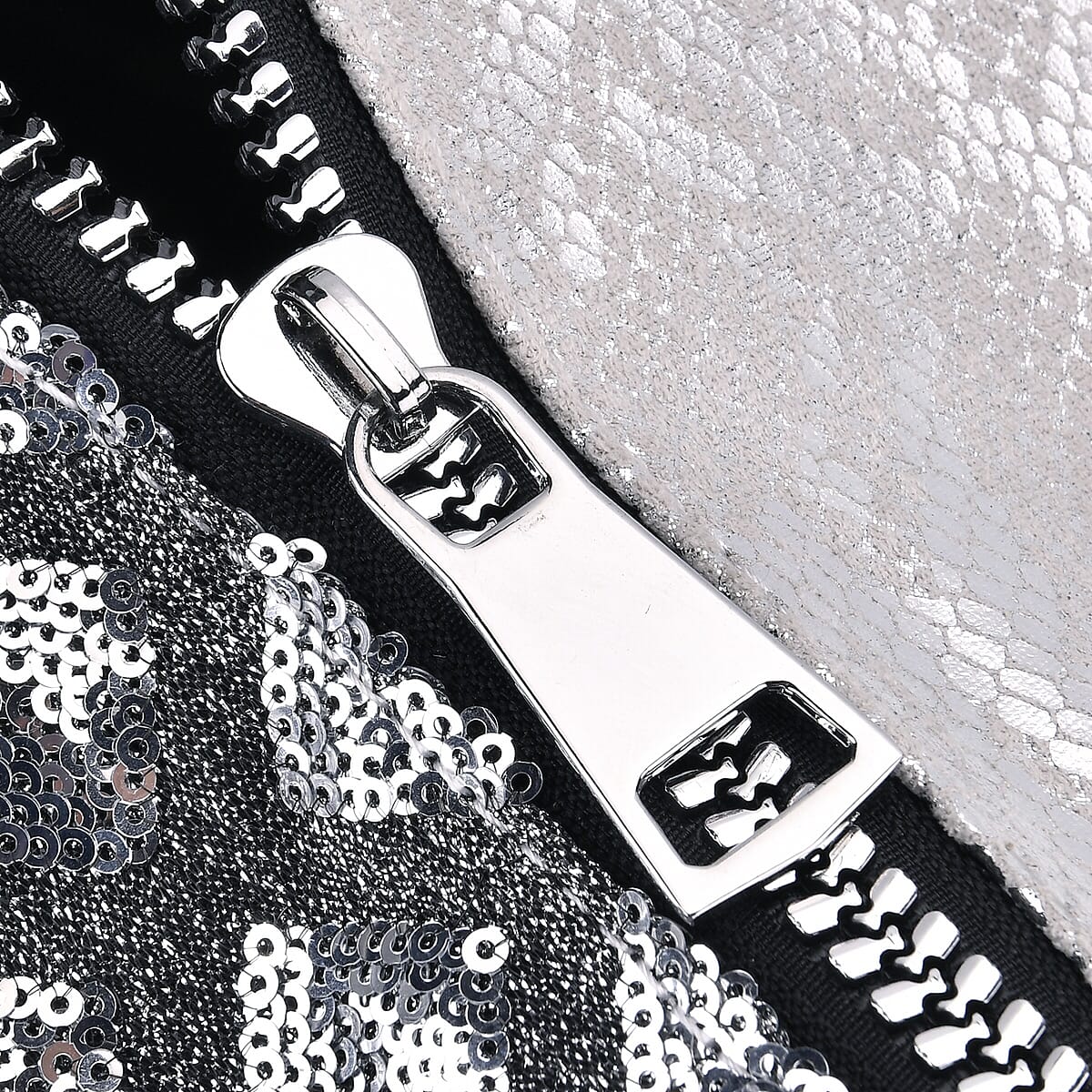 Silver Shiny Faux Leather Crossbody Bag with Detachable Shoulder Strap image number 6