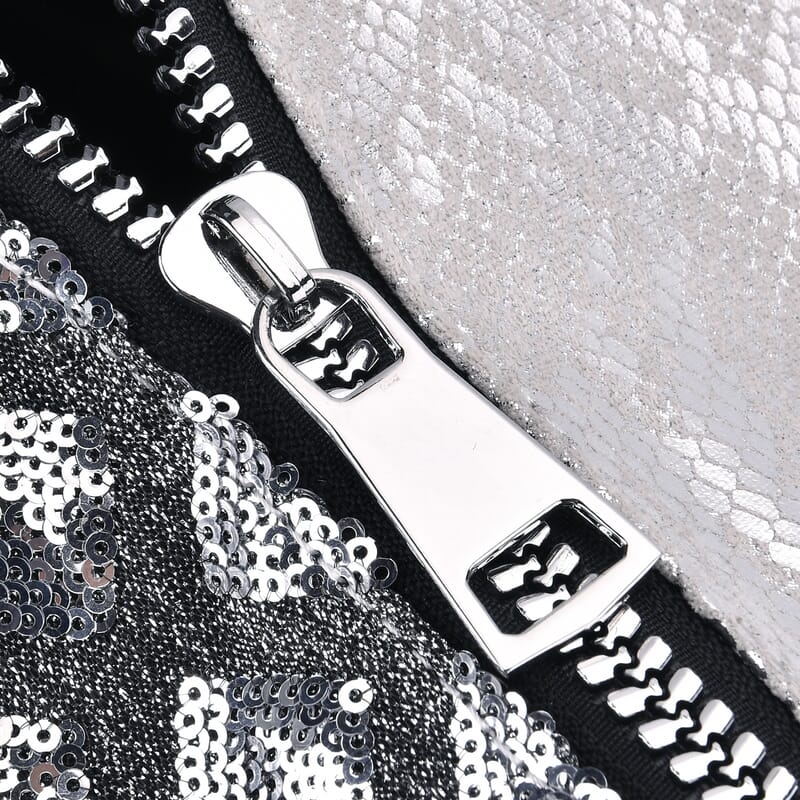 Silver Shiny Faux Leather Crossbody Bag with Detachable Shoulder Strap
