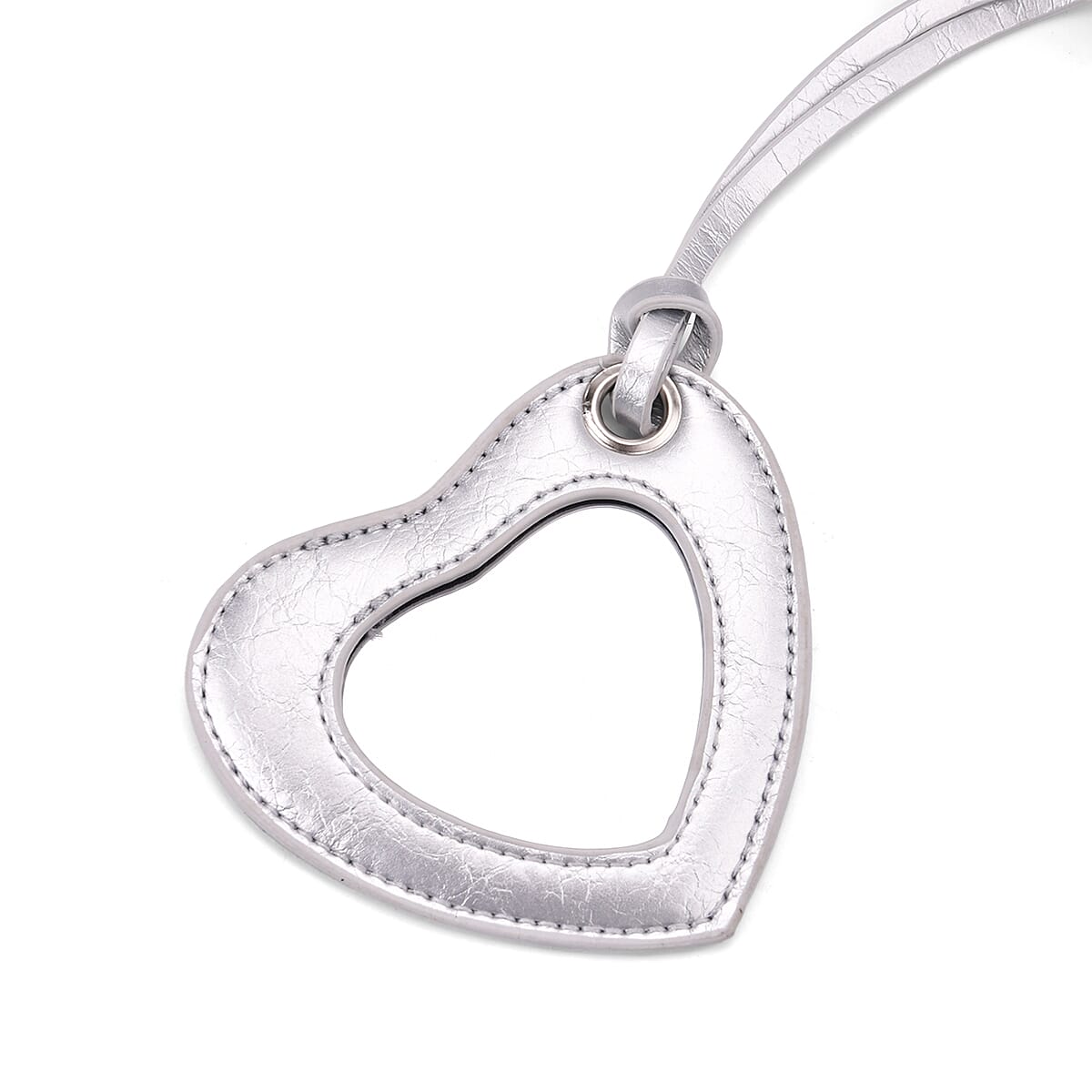 Silver Faux Leather Rivet Drawstring Bucket Bag with Zipper Pouch image number 6